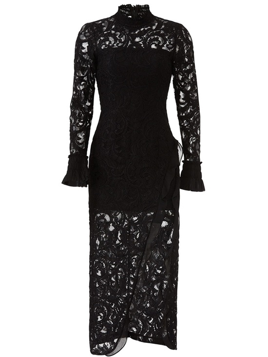 Alexis Dresses & Skirts - Alexis Fala Lace High Low Midi Dress Size XS Solid Black